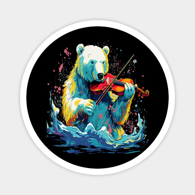 Polar Bear Playing Violin Magnet by JH Mart